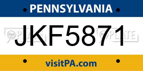 JKF5871 Pennsylvania License Plate
