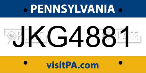 JKG4881 Pennsylvania License Plate