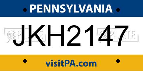JKH2147 Pennsylvania License Plate