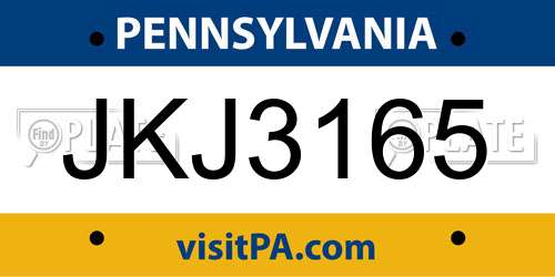JKJ3165 Pennsylvania License Plate