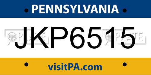 JKP6515 Pennsylvania License Plate