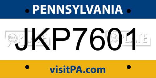JKP7601 Pennsylvania License Plate