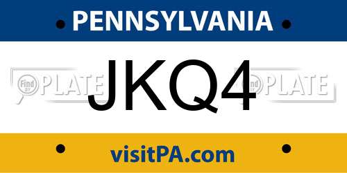 JKQ4 Pennsylvania License Plate