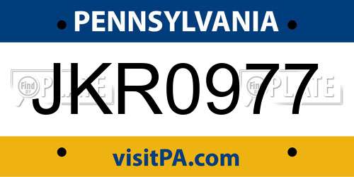 JKR0977 Pennsylvania License Plate