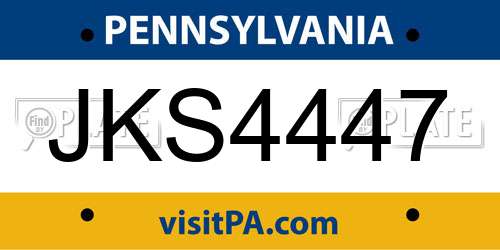 JKS4447 Pennsylvania License Plate
