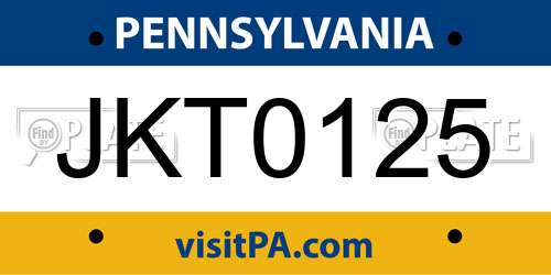 JKT0125 Pennsylvania License Plate