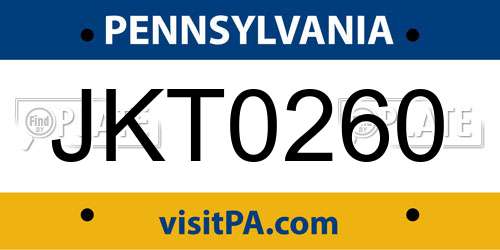 JKT0260 Pennsylvania License Plate