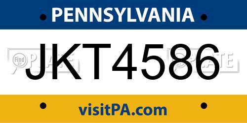 JKT4586 Pennsylvania License Plate