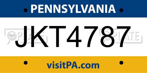 JKT4787 Pennsylvania License Plate