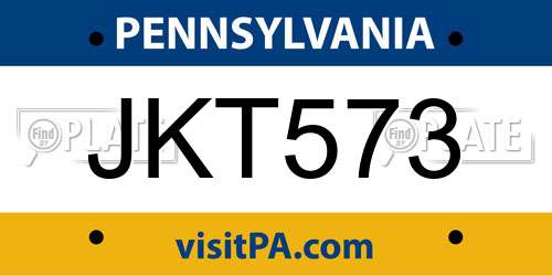 JKT573 Pennsylvania License Plate