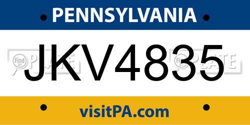 JKV4835 Pennsylvania License Plate