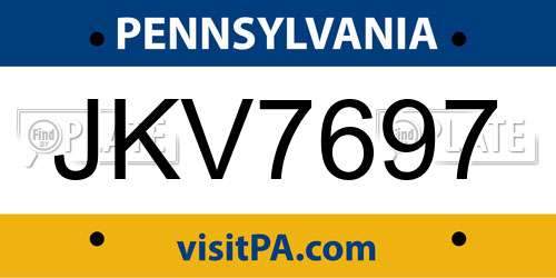 JKV7697 Pennsylvania License Plate