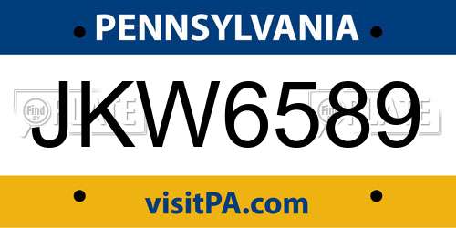 JKW6589 Pennsylvania License Plate