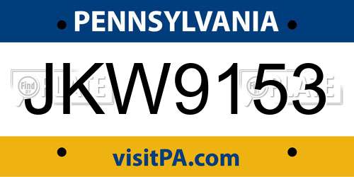 JKW9153 Pennsylvania License Plate