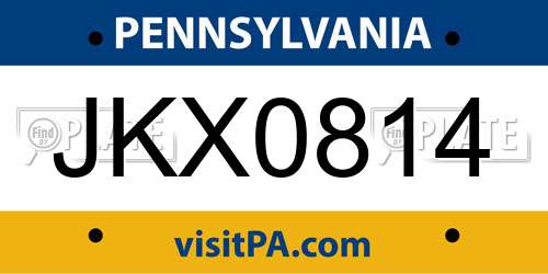 JKX0814 Pennsylvania License Plate