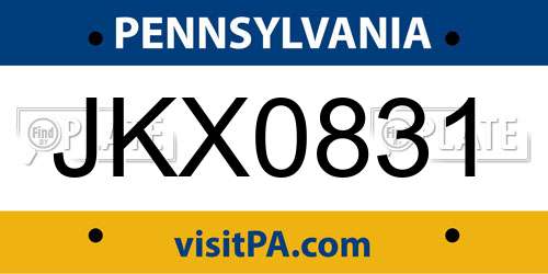 JKX0831 Pennsylvania License Plate