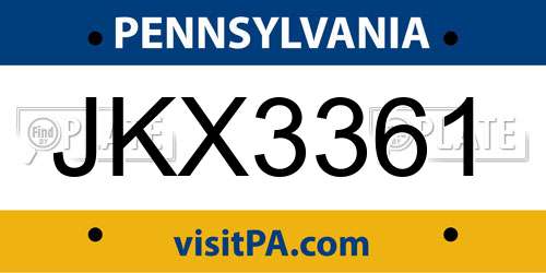 JKX3361 Pennsylvania License Plate
