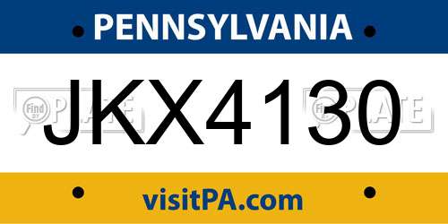 JKX4130 Pennsylvania License Plate