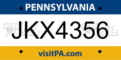 JKX4356 Pennsylvania License Plate