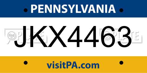 JKX4463 Pennsylvania License Plate
