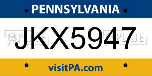 JKX5947 Pennsylvania License Plate