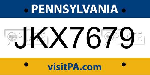 JKX7679 Pennsylvania License Plate