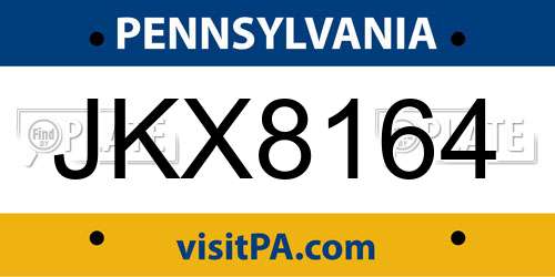 JKX8164 Pennsylvania License Plate
