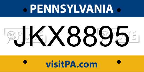 JKX8895 Pennsylvania License Plate