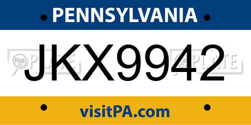 JKX9942 Pennsylvania License Plate