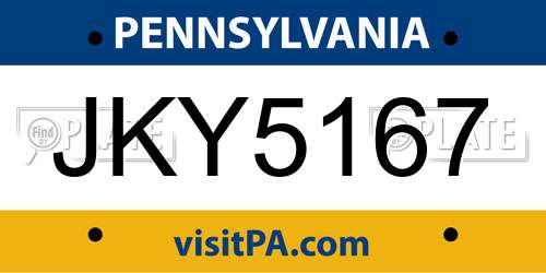 JKY5167 Pennsylvania License Plate