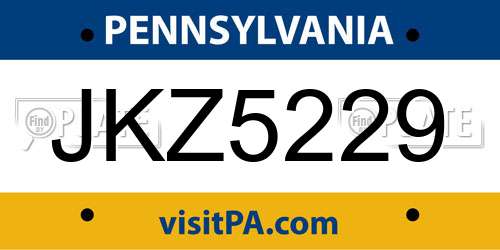 JKZ5229 Pennsylvania License Plate