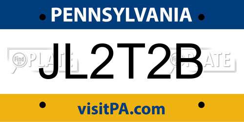 JL2T2B Pennsylvania License Plate
