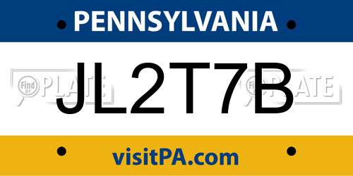 JL2T7B Pennsylvania License Plate