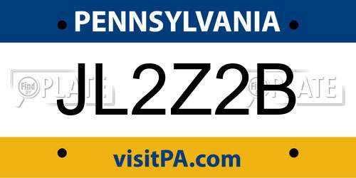 JL2Z2B Pennsylvania License Plate