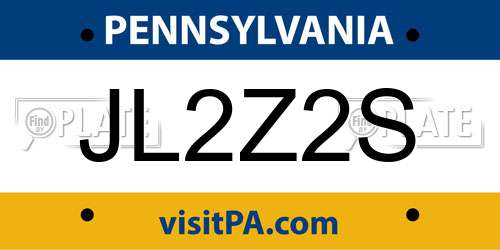 JL2Z2S Pennsylvania License Plate