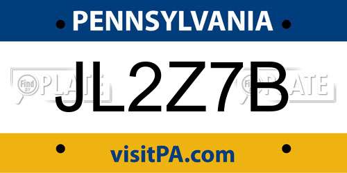 JL2Z7B Pennsylvania License Plate