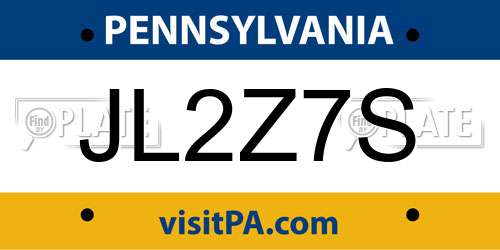JL2Z7S Pennsylvania License Plate