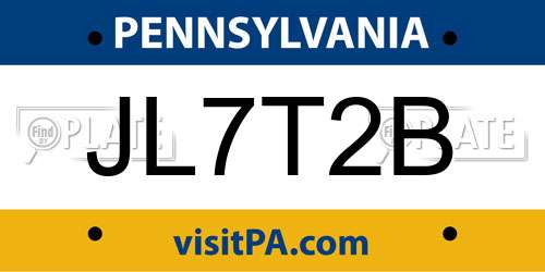 JL7T2B Pennsylvania License Plate