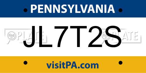 JL7T2S Pennsylvania License Plate