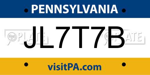JL7T7B Pennsylvania License Plate