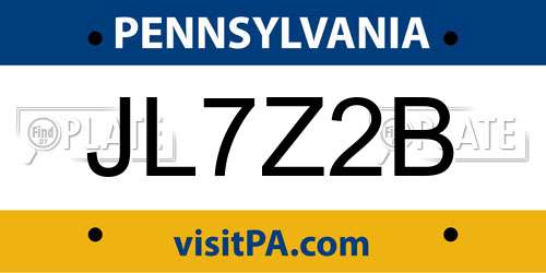 JL7Z2B Pennsylvania License Plate