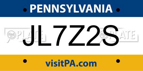 JL7Z2S Pennsylvania License Plate