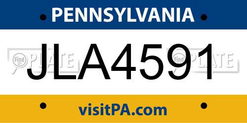 JLA4591 Pennsylvania License Plate