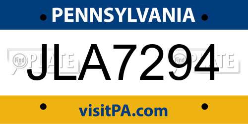 JLA7294 Pennsylvania License Plate