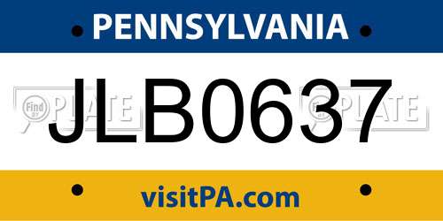 JLB0637 Pennsylvania License Plate