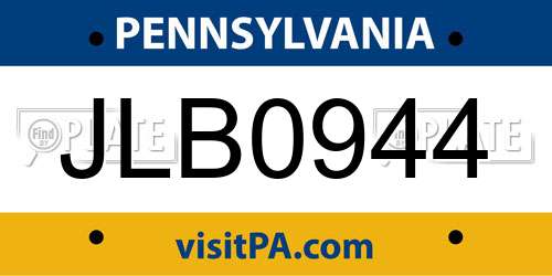 JLB0944 Pennsylvania License Plate