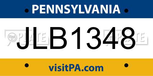 JLB1348 Pennsylvania License Plate