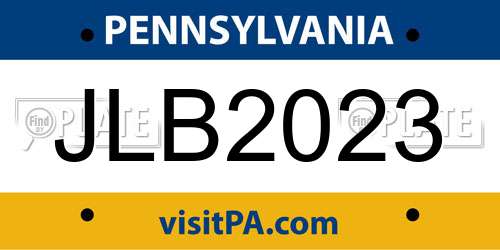 JLB2023 Pennsylvania License Plate