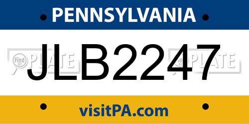 JLB2247 Pennsylvania License Plate
