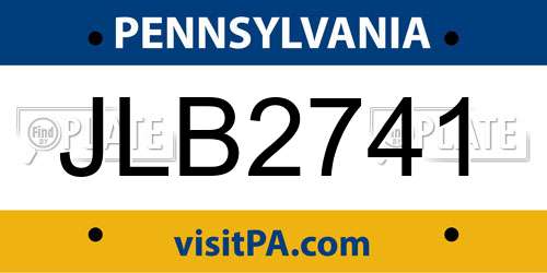 JLB2741 Pennsylvania License Plate